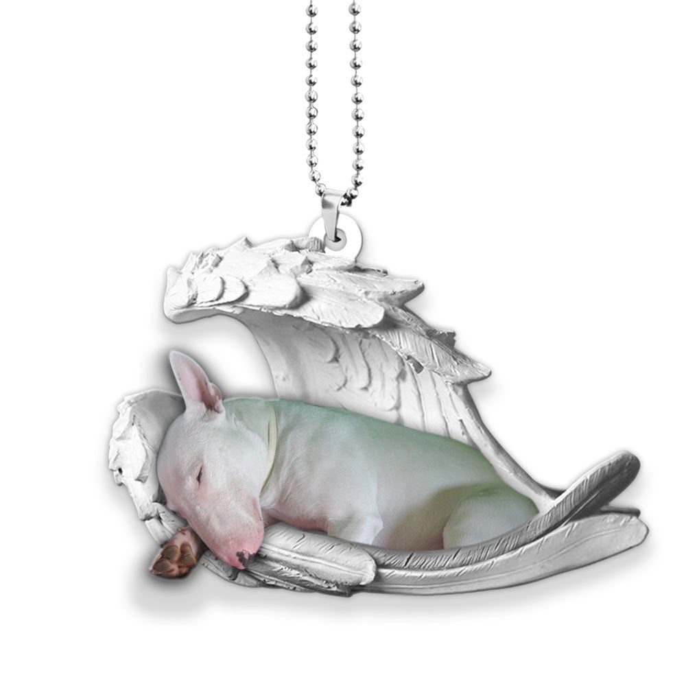 Ornaments- Bull Terrier- Sleeping Angel-Two Sided Ornament, Dog Ornaments, Car Ornament - Best gifts your whole family
