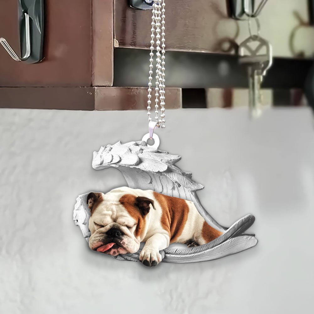 Ornaments- Bulldog- Sleeping Angel-Two Sided Ornament, Dog Ornaments, Car Ornament - Best gifts your whole family