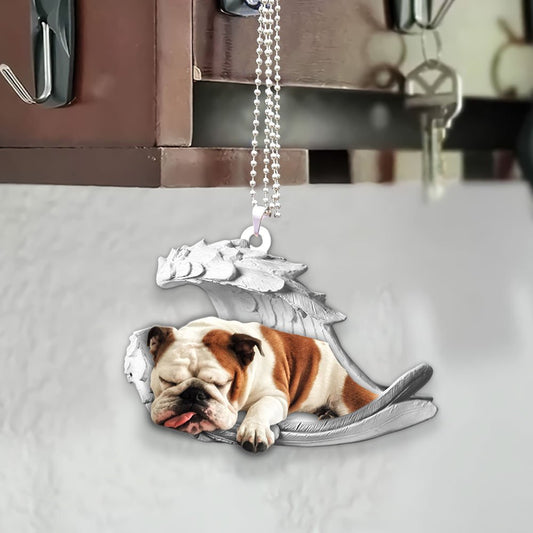 Ornaments- Bulldog- Sleeping Angel-Two Sided Ornament, Dog Ornaments, Car Ornament - Best gifts your whole family