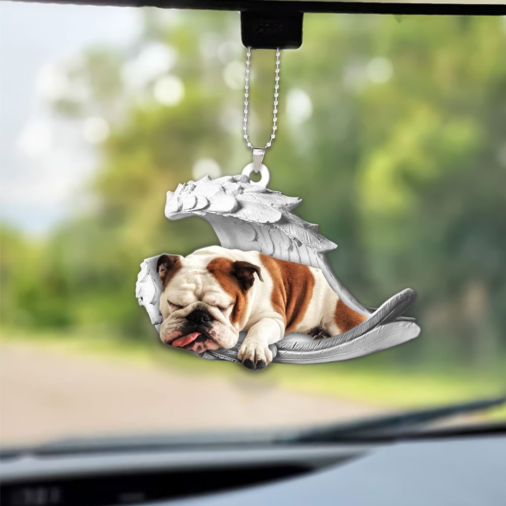 Ornaments- Bulldog- Sleeping Angel-Two Sided Ornament, Dog Ornaments, Car Ornament - Best gifts your whole family