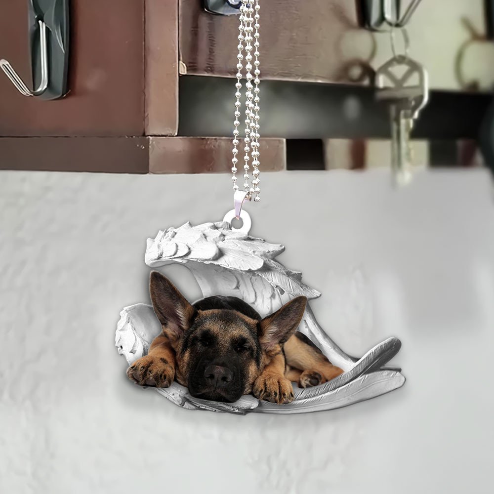 Ornaments- German Shepherd- Sleeping Angel-Two Sided Ornament, Dog Ornaments, Car Ornament - Best gifts your whole family