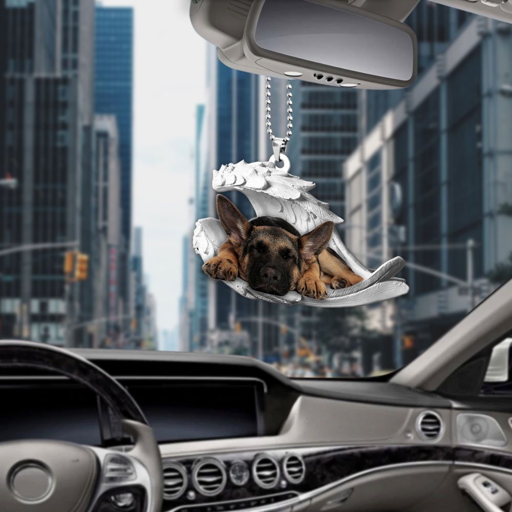 Ornaments- German Shepherd- Sleeping Angel-Two Sided Ornament, Dog Ornaments, Car Ornament - Best gifts your whole family