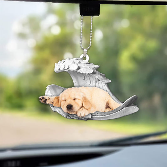 Ornaments- Golden Retrievern- Sleeping Angel-Two Sided Ornament, Dog Ornaments, Car Ornament - Best gifts your whole family