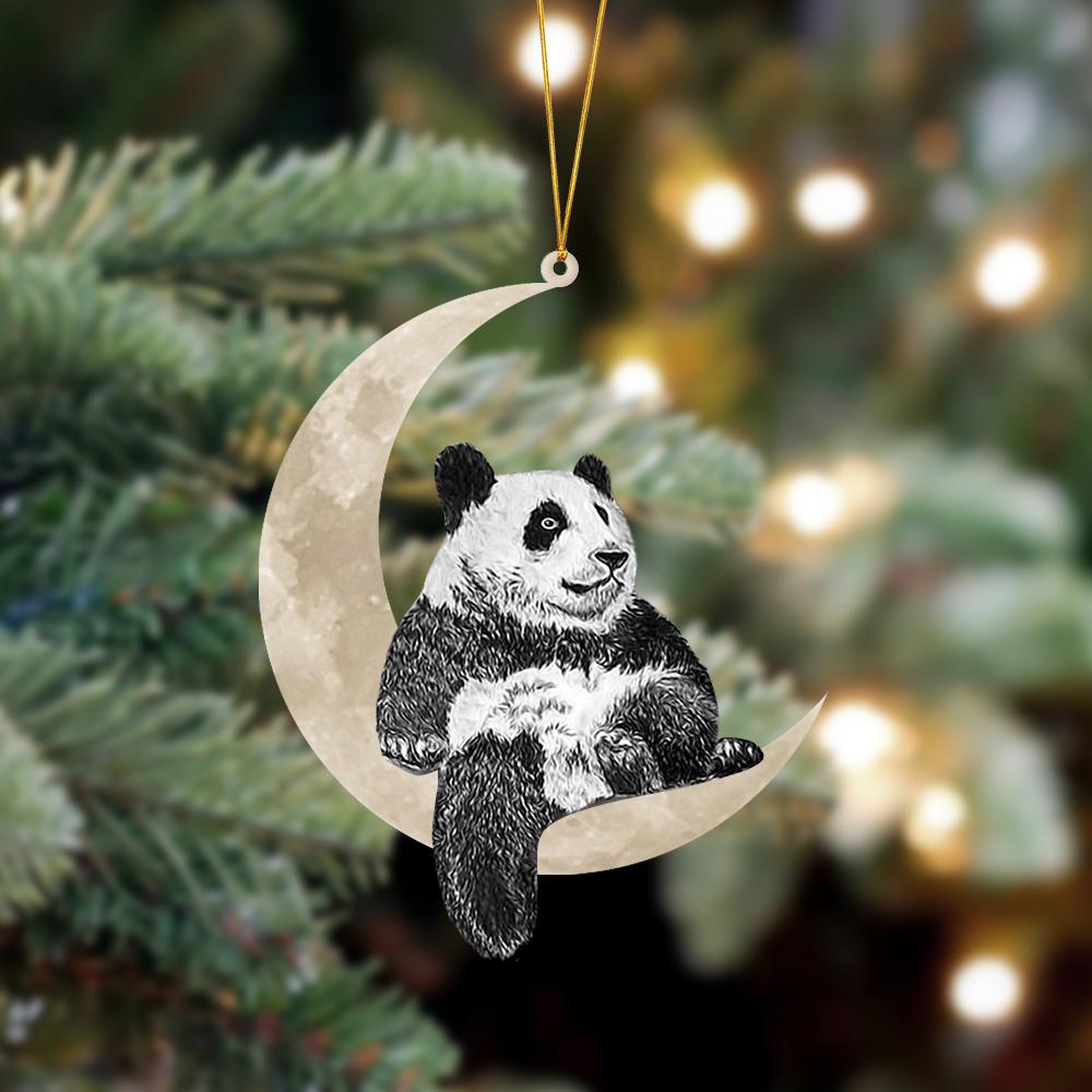 Panda Sits On The Moon Hanging Ornament, Animal Christmas Ornaments - Best gifts your whole family