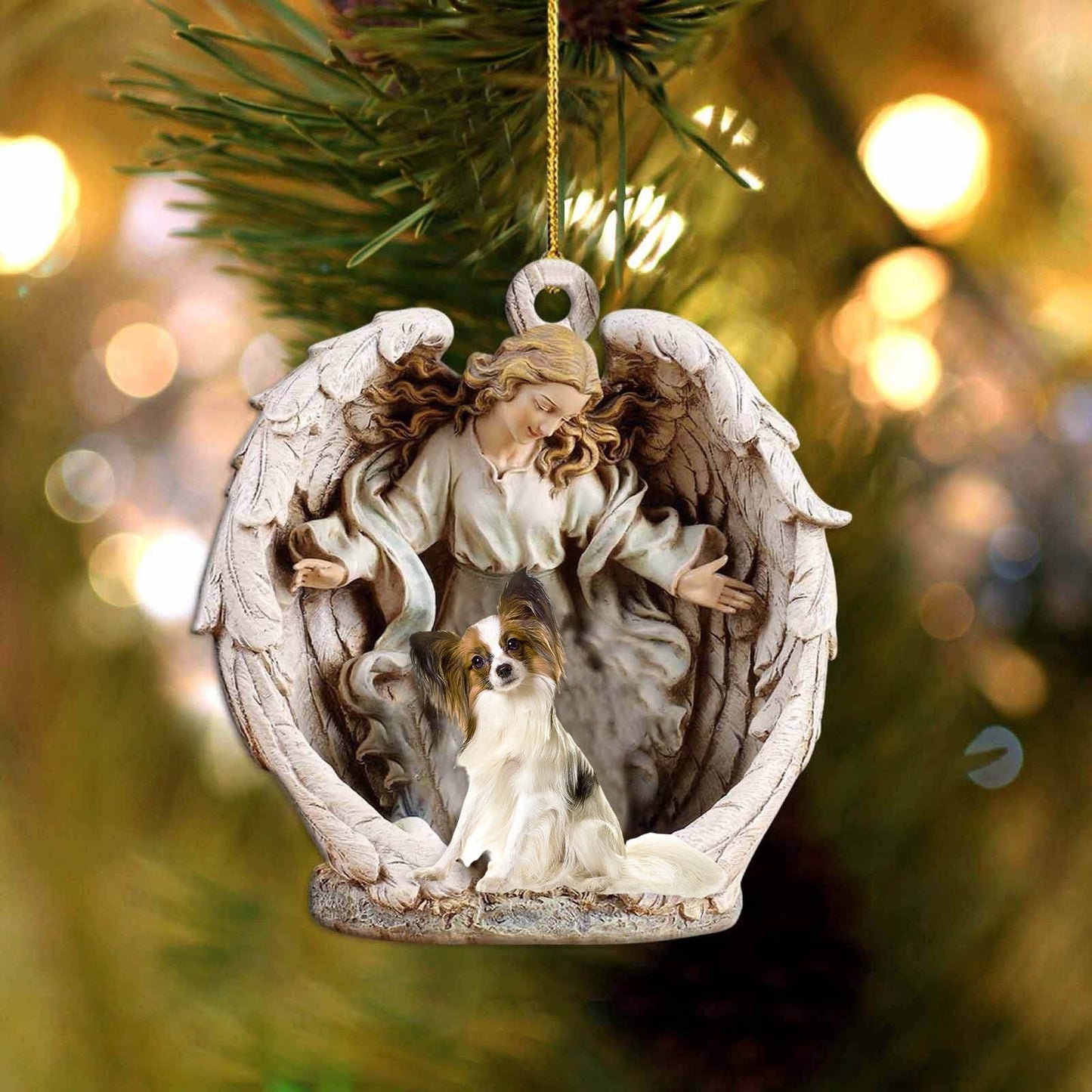 Papillon-Angel Hug Winter Love Two Sided Ornament - Best gifts your whole family