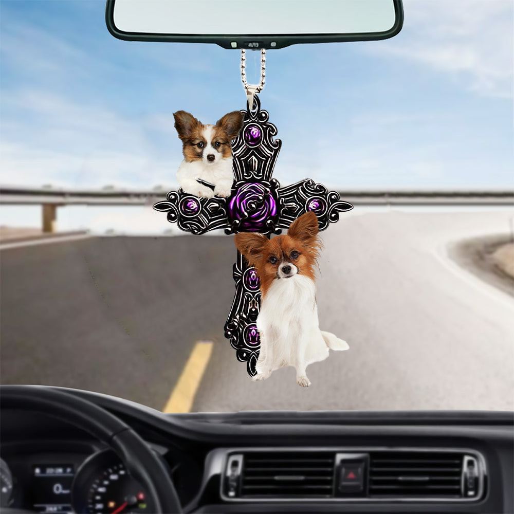 Papillon Pray For God Car Hanging Ornament Dog Pray For God Ornament Godmerc - Best gifts your whole family