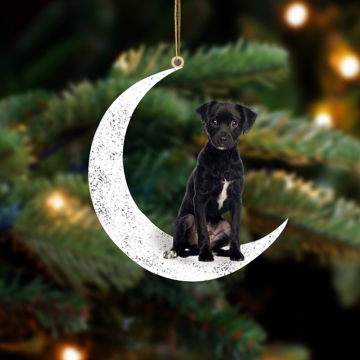 Patterdale Terrier Sit On The Moon Two Sided Ornament Dog Hanging Christmas Ornament - Best gifts your whole family