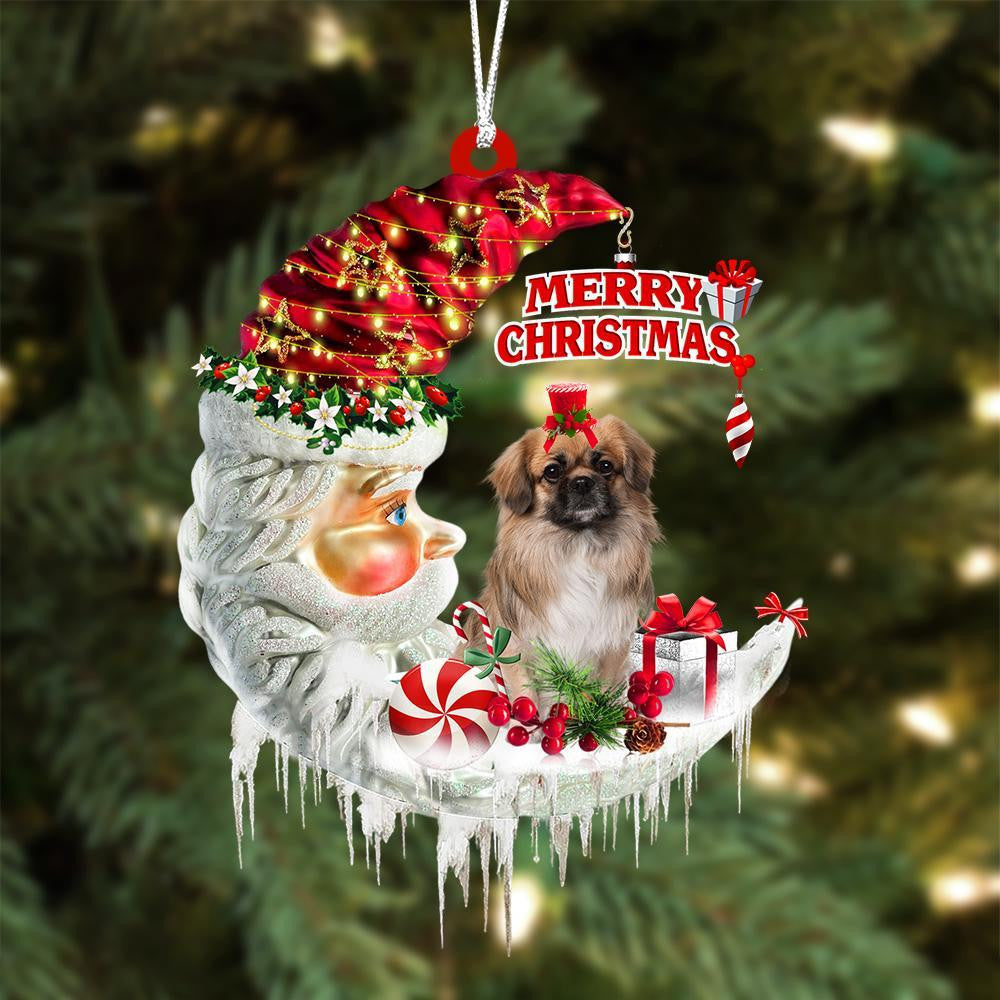 Pekingese On The Moon Merry Christmas Hanging Ornament - Best gifts your whole family