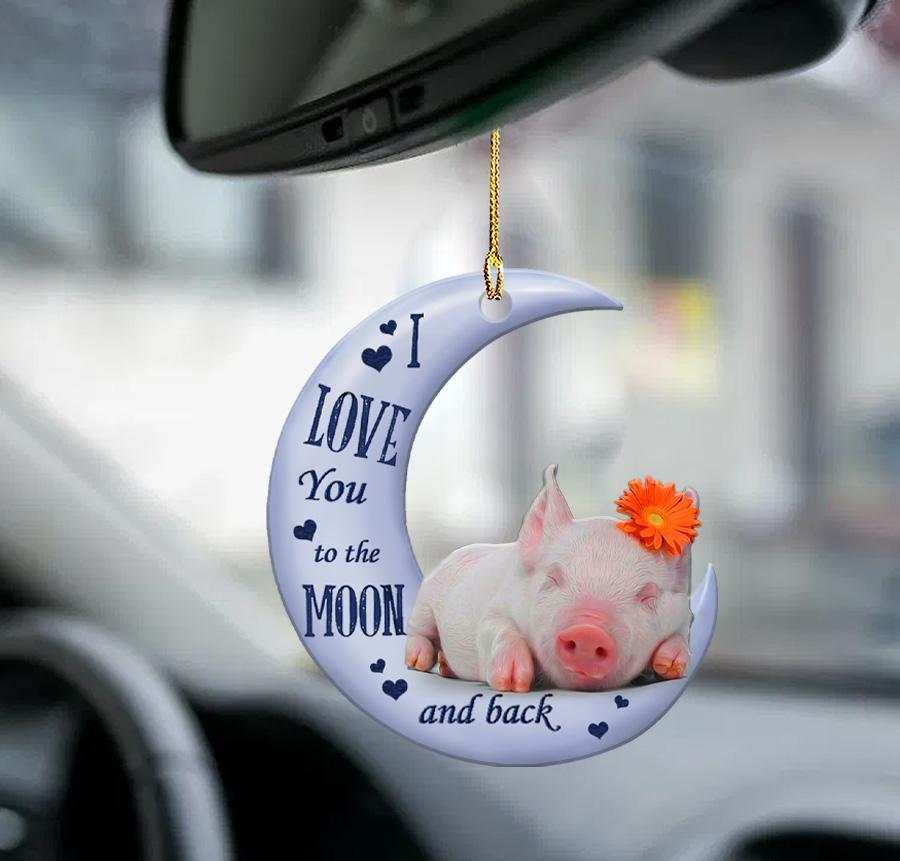 Pig Moon Back Pig Lover Two Sided Ornament - Best gifts your whole family