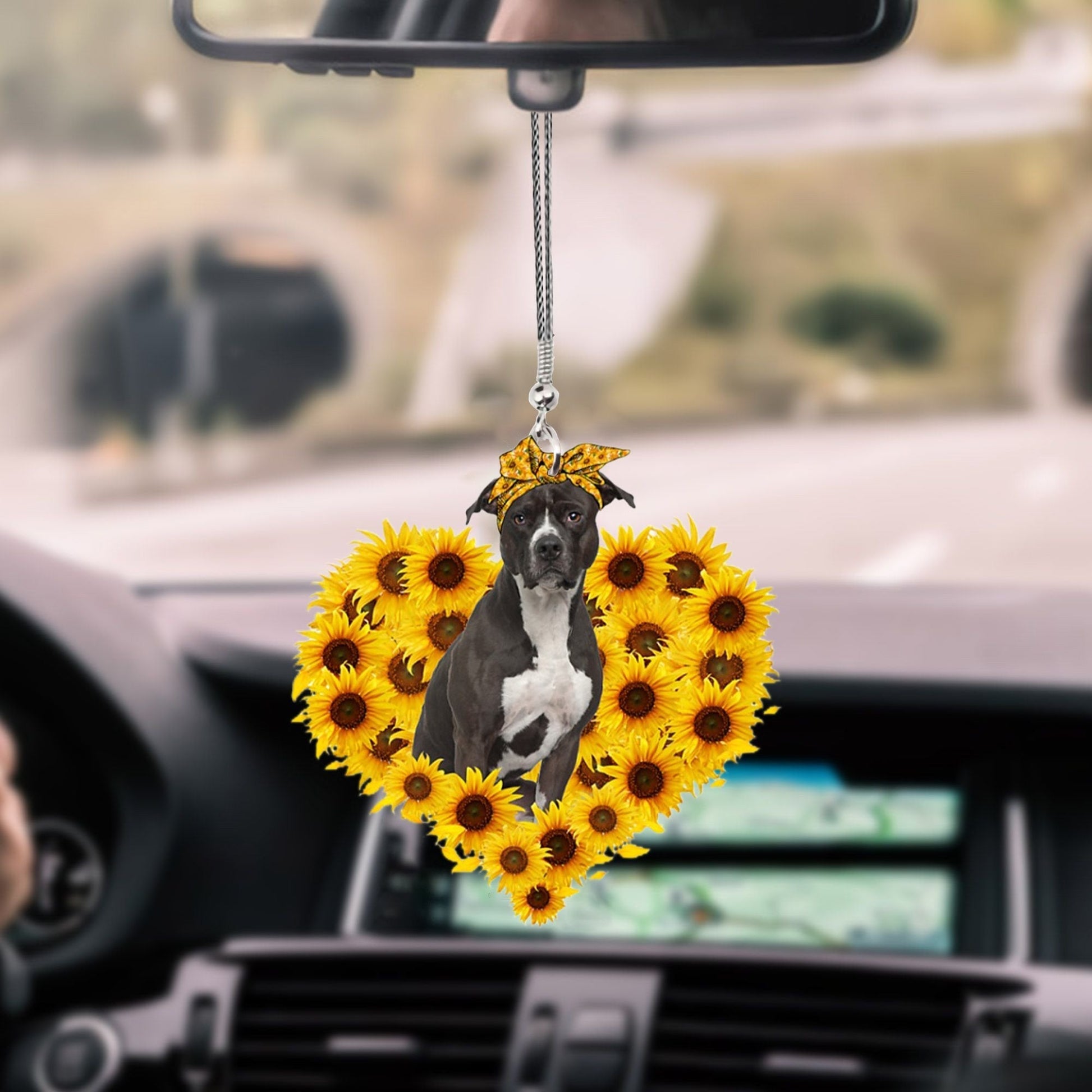 Pitbull-Sunflower Heart Gift Car Ornament - Best gifts your whole family