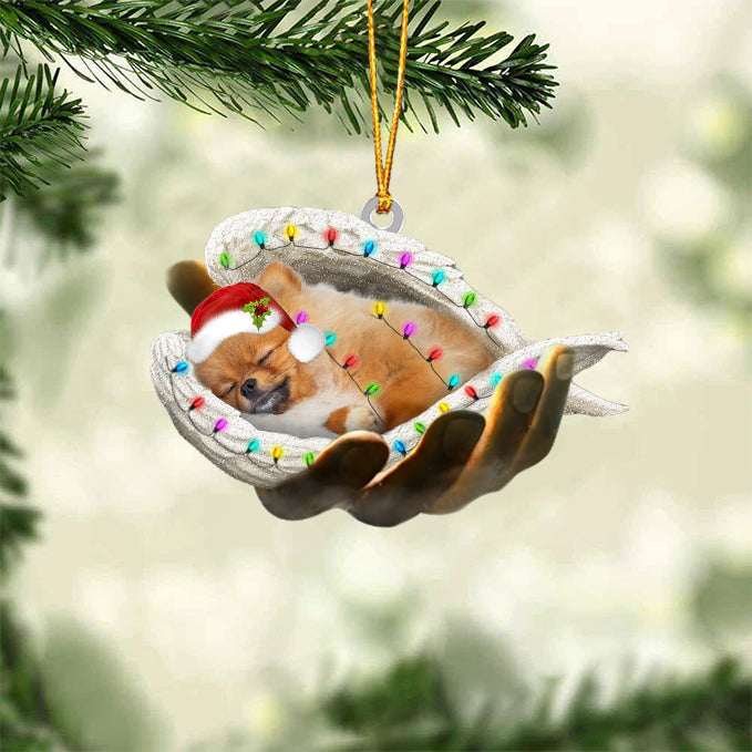 Pomeranian 2 Sleeping Angel In God Hand Christmas Ornament Godmerch Ornament - Best gifts your whole family