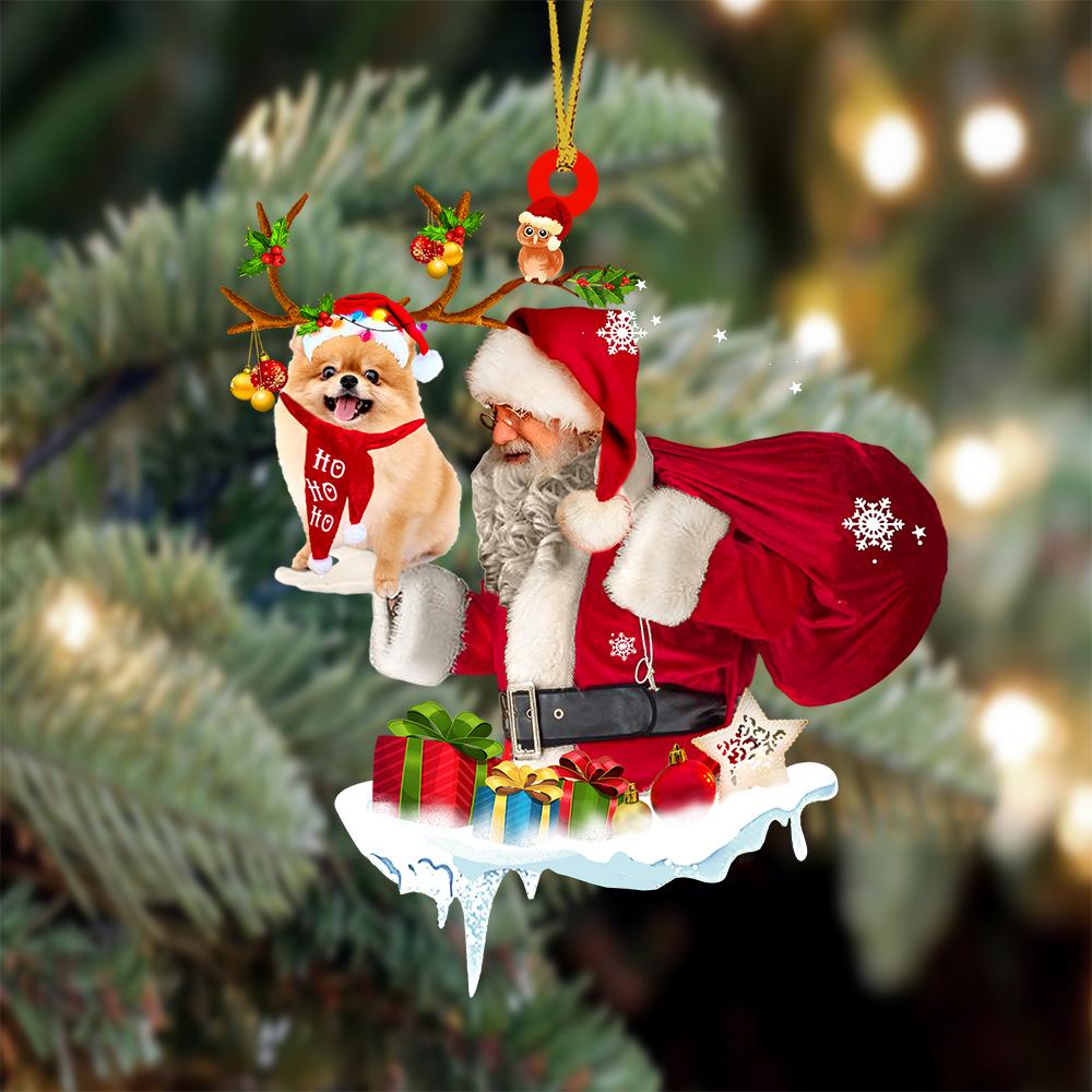 Pomeranian And Santa Claus Christmas Ornament Godmerc - Best gifts your whole family