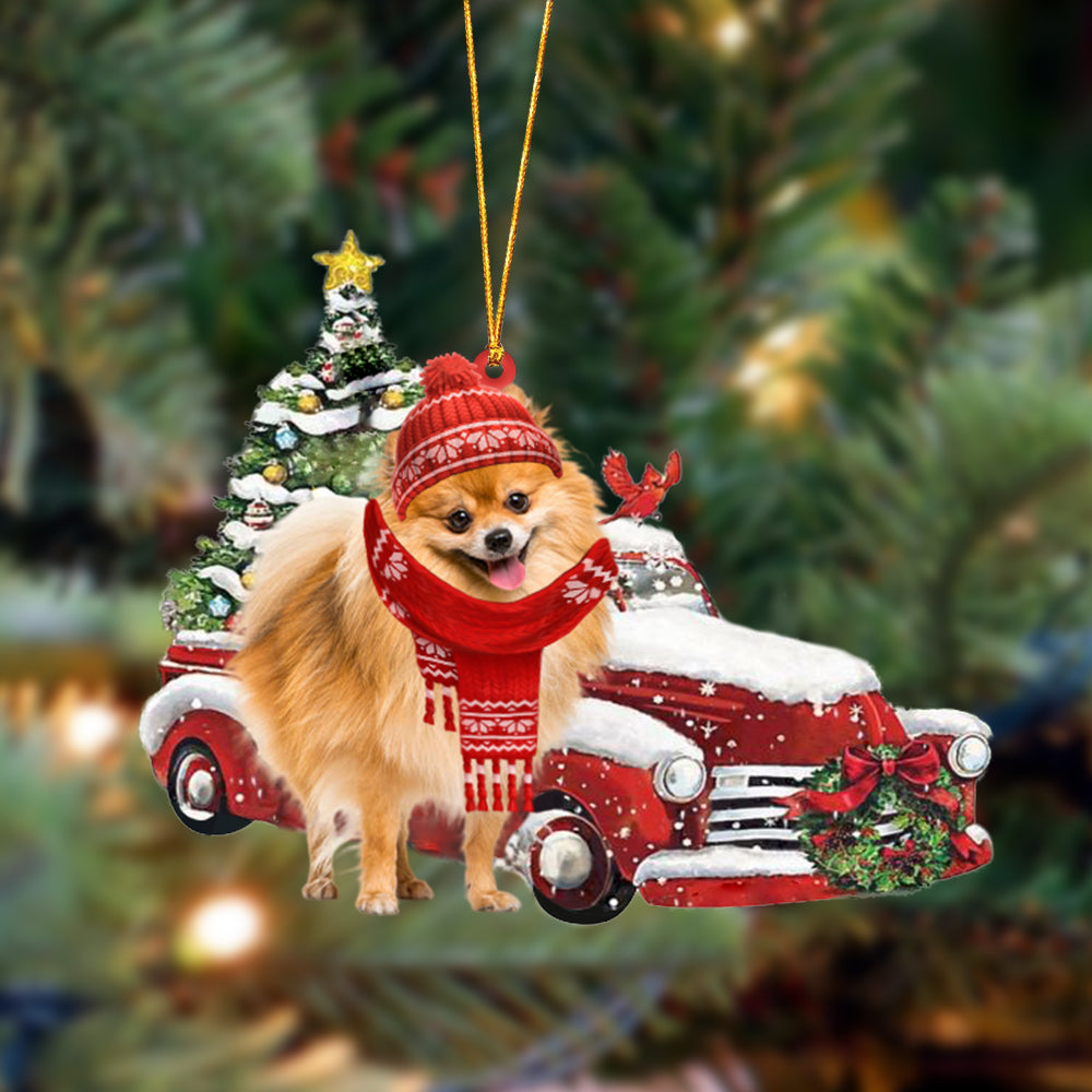 Pomeranian Christmas Car Two Sided Ornament Dog Ornament Godmerc - Best gifts your whole family
