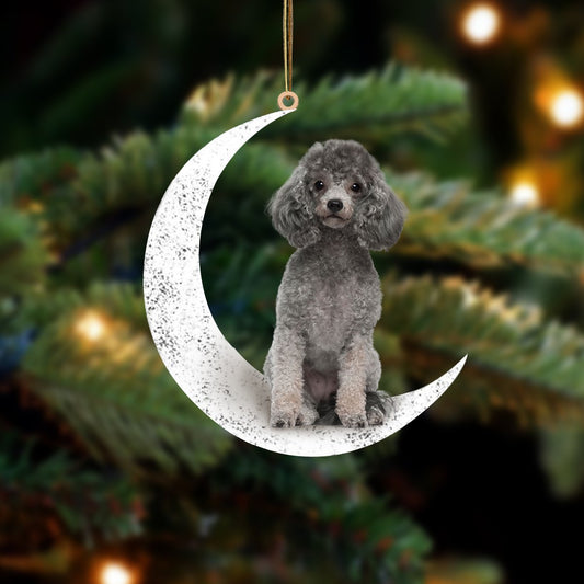 Poodle 2-Sit On The Moon-Two Sided Ornament - Best gifts your whole family