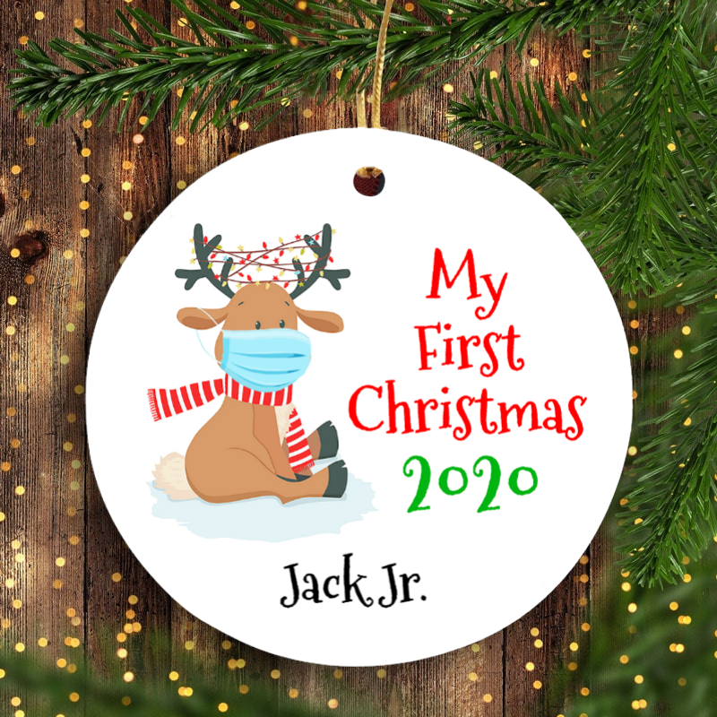 My first Christmas 2020 customized cute baby's name - Funny unique Christmas ceramic ornament Merry Christmas personalized family gift idea