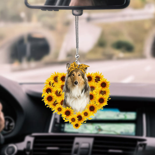 Scotch Collie-Sunflower Heart Gift Car Ornament - Best gifts your whole family