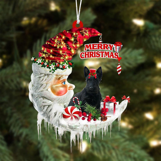 Scottish Terrier On The Moon Merry Christmas Hanging Ornament - Best gifts your whole family