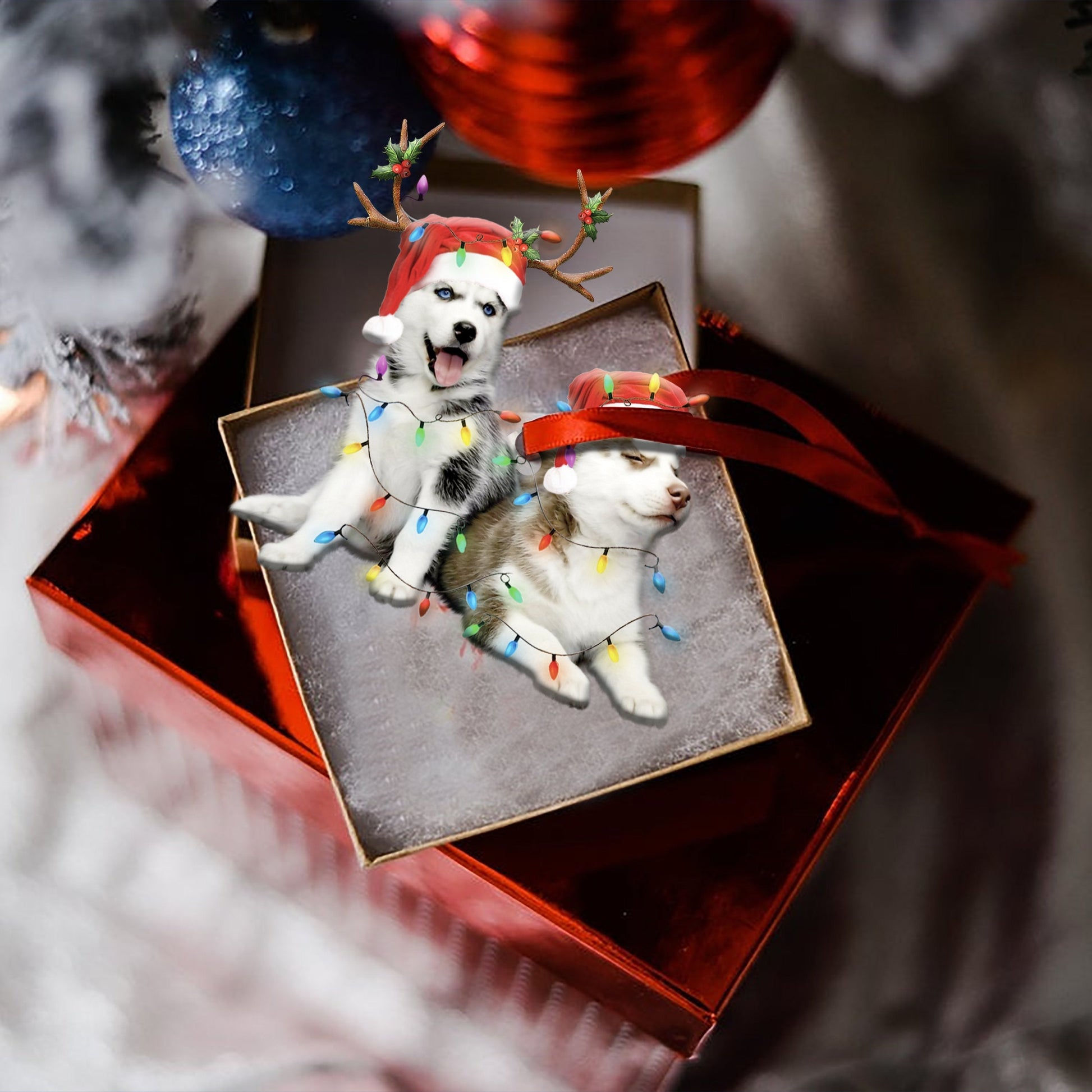 Siberian Husky Christmas Shape Ornament - Best gifts your whole family