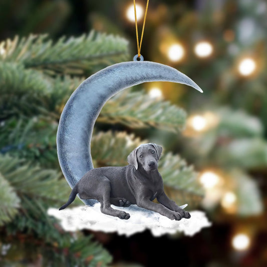 Silver Labrador Retriever Sits On The Moon Hanging Ornament Dog Ornament, Car Ornament, Christmas Ornament - Best gifts your whole family
