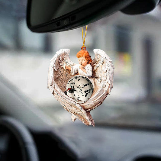 Sleeping Dalmatian Protected By Angel Acrylic Hanging Ornament - Best gifts your whole family