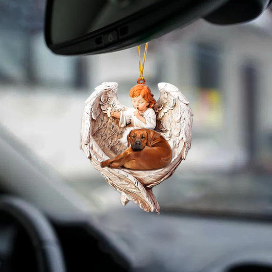 Sleeping Rhodesian Ridgeback Protected By Angel Car Hanging Ornament Pet Sleeping Ornament - Best gifts your whole family