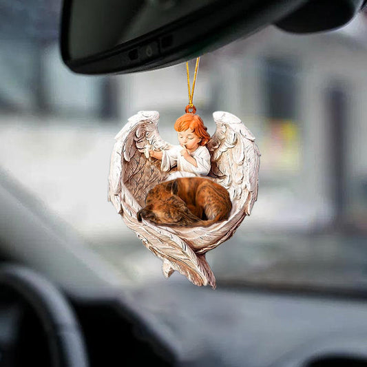 Sleeping Whippet Protected By Angel Car Hanging Ornament - Best gifts your whole family
