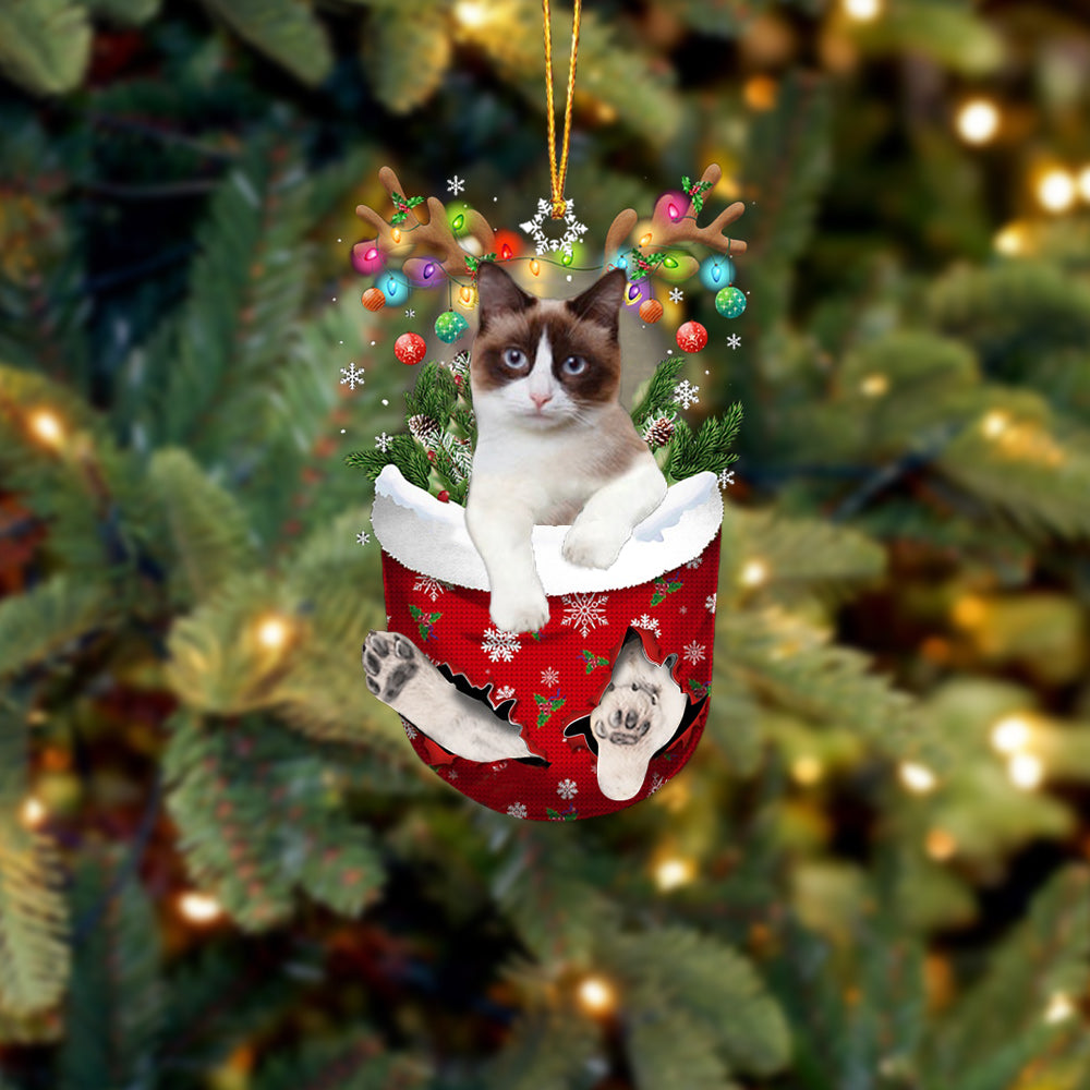 Snowshoe cat In Snow Pocket Christmas Ornament - Best gifts your whole family