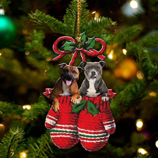 Staffordshire Bull Terrier Inside Your Gloves Christmas Holiday-Two Sided Ornament Christmas 2022 Ornament Gift - Best gifts your whole family