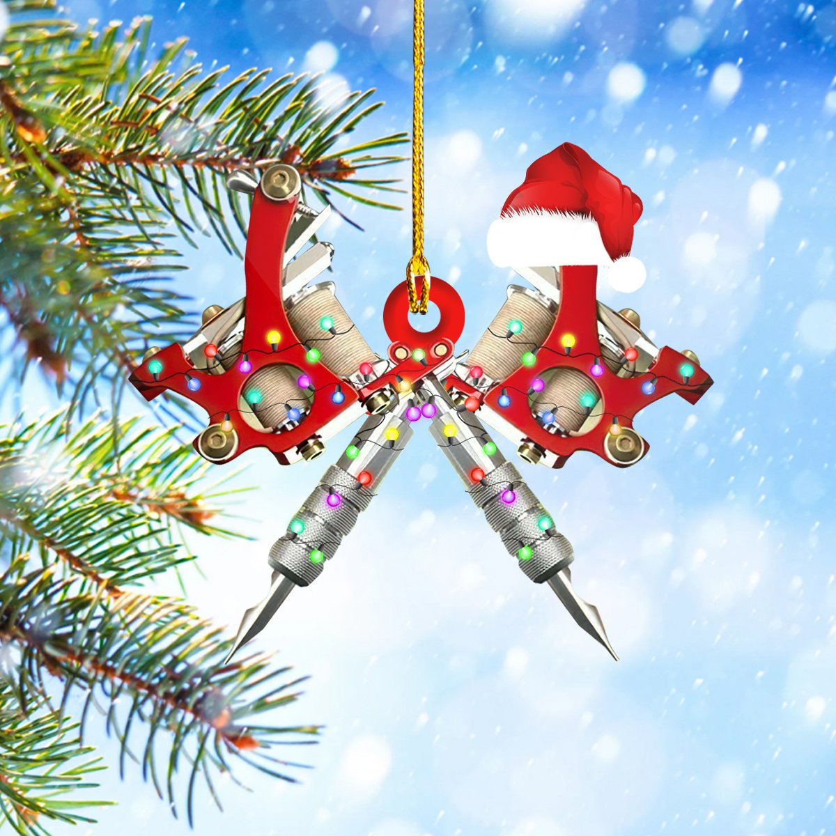 Tattoo Machine Christmas Light - Shaped Ornament - QB95 - Best gifts your whole family