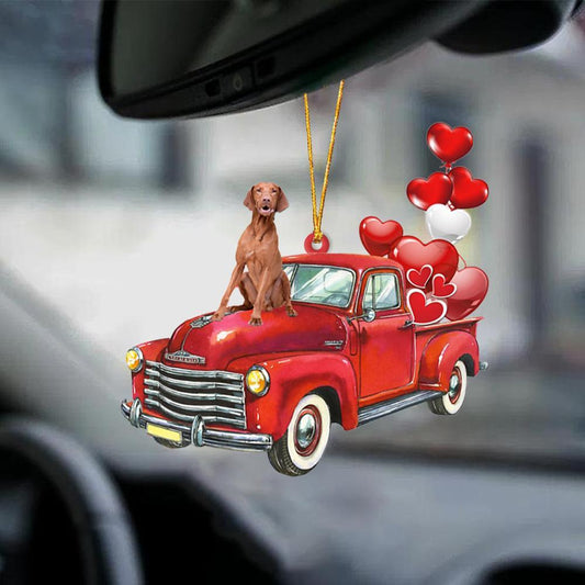 Vizsla-Red Sports Car-Two Sided Ornament - Best gifts your whole family