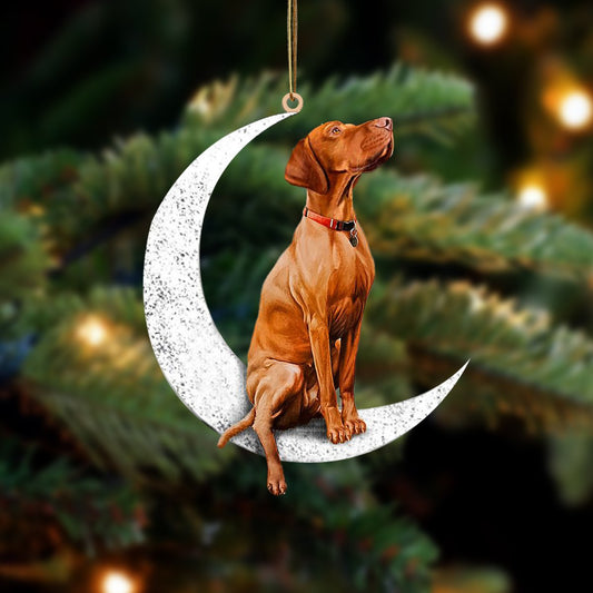 Vizsla-Sit On The Moon-Two Sided Ornament - Best gifts your whole family