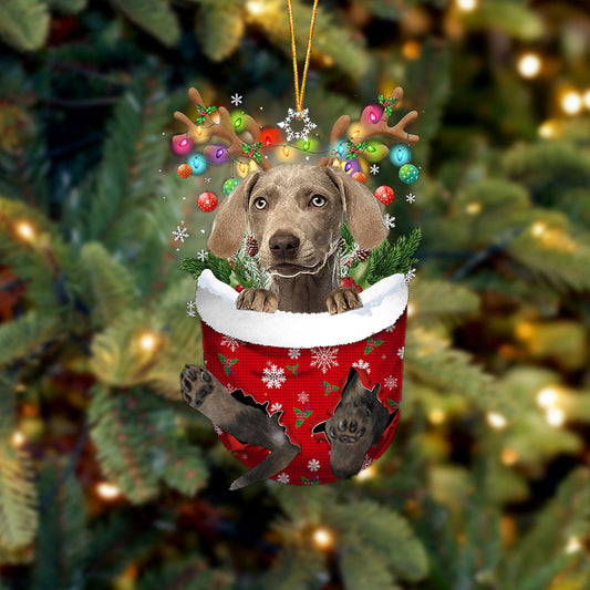 Weimaraner 2 In Snow Pocket Christmas Ornament Flat Acrylic Dog Ornament - Best gifts your whole family