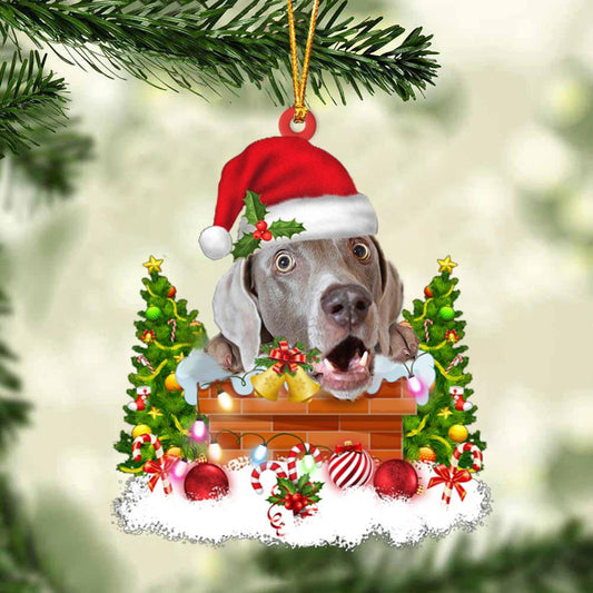 Weimaraner In The Chimney Hanging Ornament Dog Christmas Ornament - Best gifts your whole family