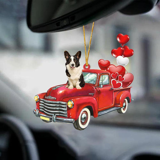 Welsh Corgi-Red Sports Car-Two Sided Ornament - Best gifts your whole family