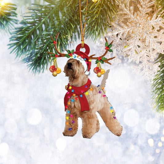 Wheaten Terrier Christmas Reindeer Flat Ornament, Dog Lover Gifts, Christmas Tree Ornament, Home Decor Plastic Ornament - Best gifts your whole family
