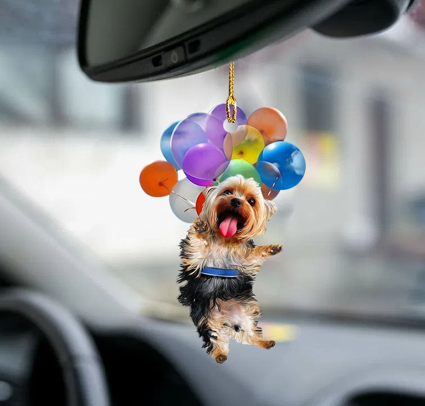 Yorkshire Terrier Dog Fly With Bubbles Car Ornament Dog Ornament Godmerc - Best gifts your whole family