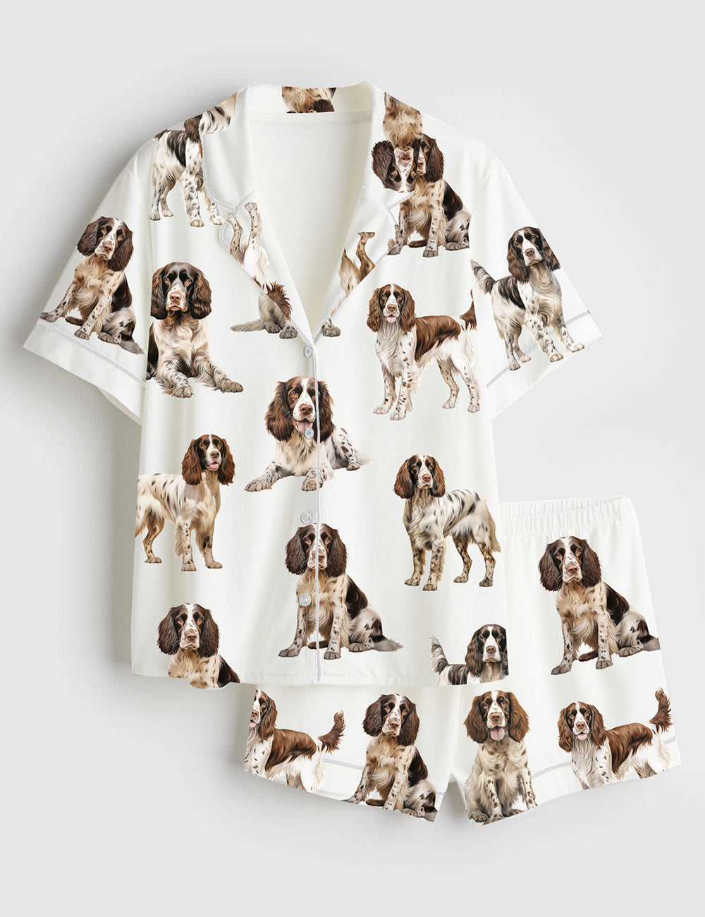 Women’s Springer Spaniel Dog Lover Short Sleeve Satin Pajama Set