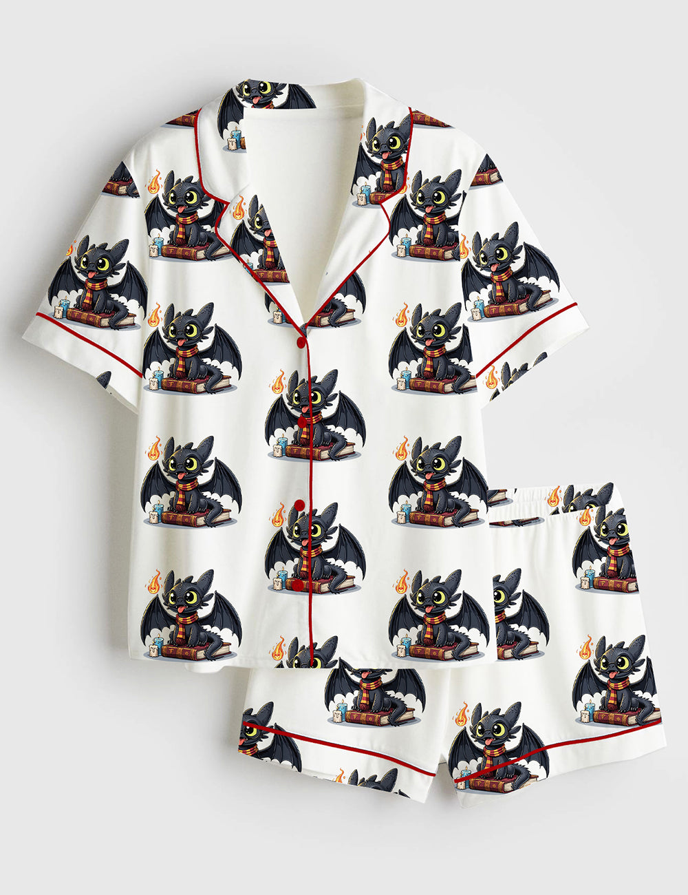 Women’s Dragon Halloween Short Sleeve Satin Pajama Set