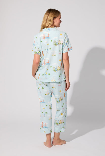 City By The Bay Short Sleeve Classic Stretch Jersey Cropped PJ Set