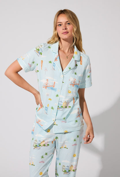 City By The Bay Short Sleeve Classic Stretch Jersey Cropped PJ Set