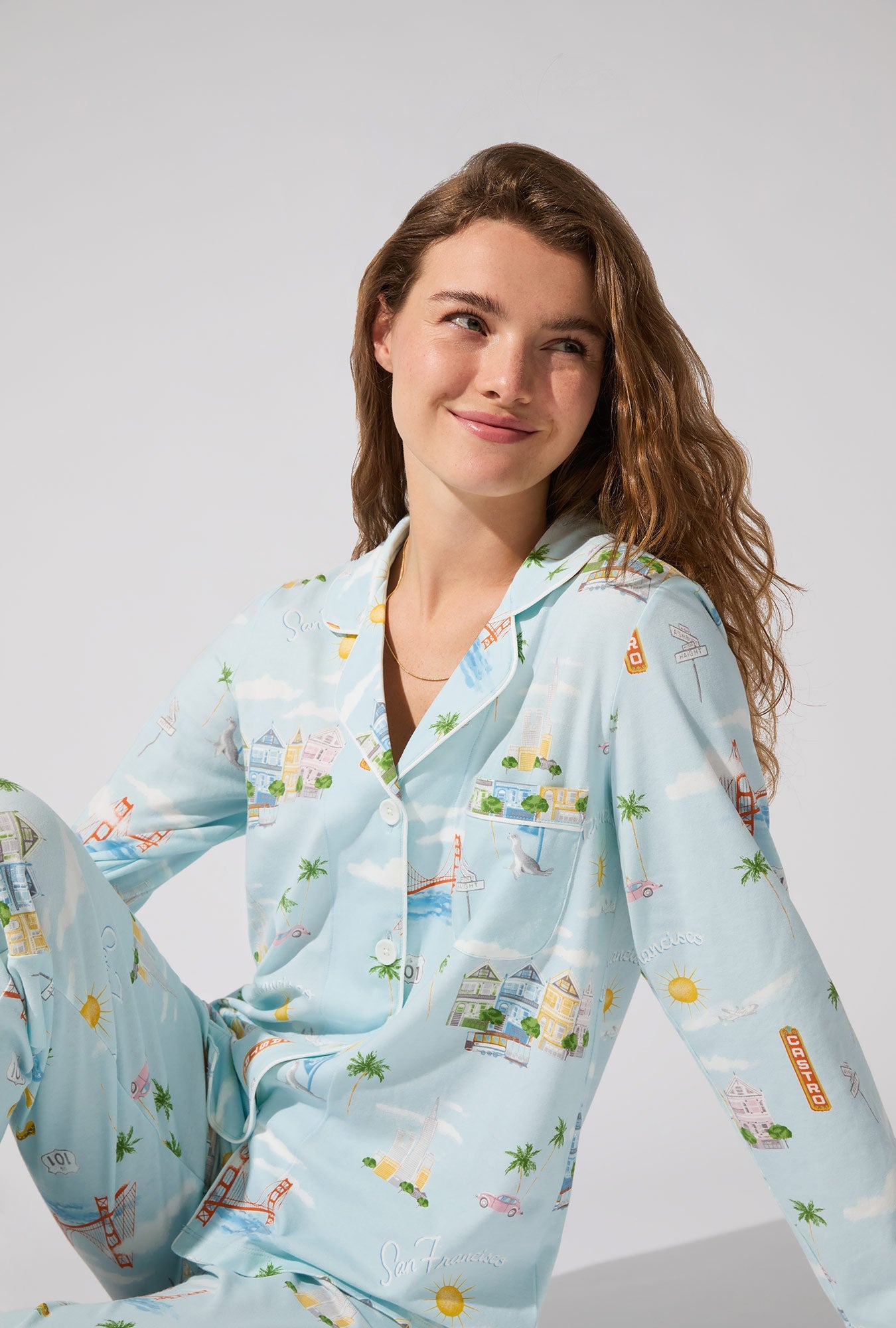 City By The Bay Long Sleeve Classic Stretch Jersey PJ Set