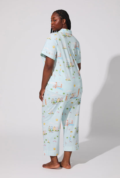 City By The Bay Short Sleeve Classic Stretch Jersey Cropped PJ Set