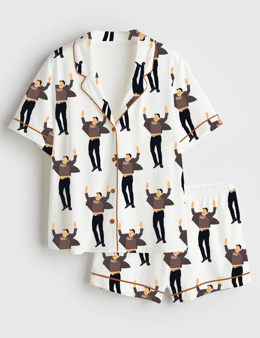 Women's Jumping Musk Short Sleeve Satin Pajama Set