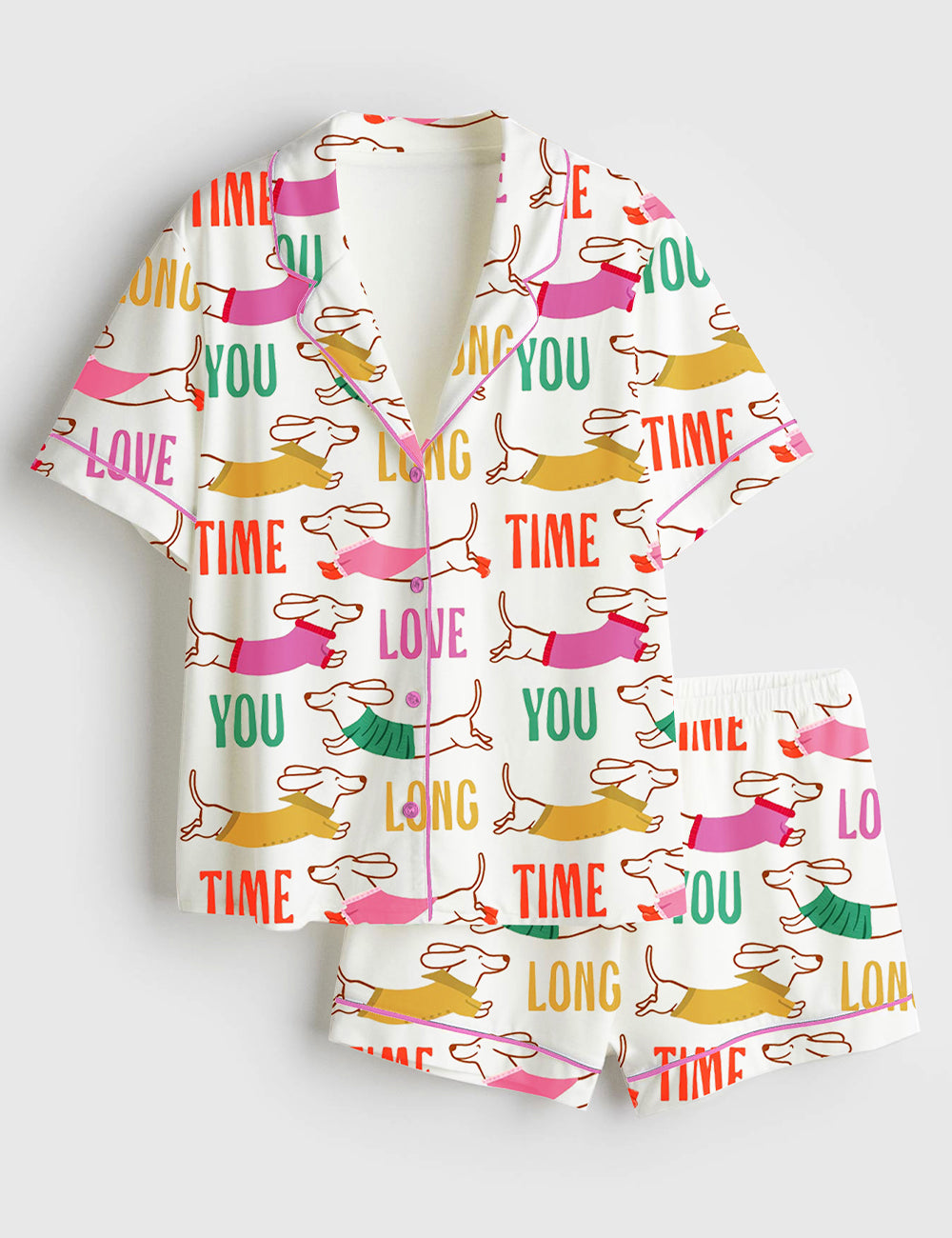 Women’s Dachshund Lover Short Sleeve Satin Pajama Set