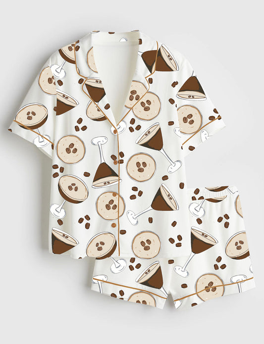 Women’s Espresso Martini Short Sleeve Satin Pajama Set