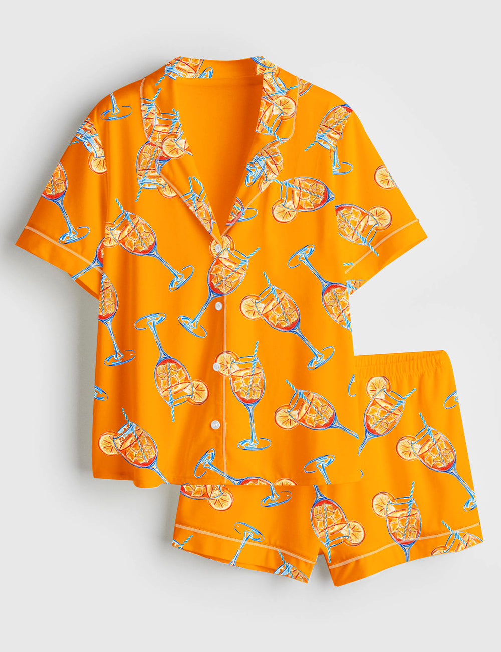 Women’s Aperol Spritz Trio Watercolor Short Sleeve Satin Pajama Set