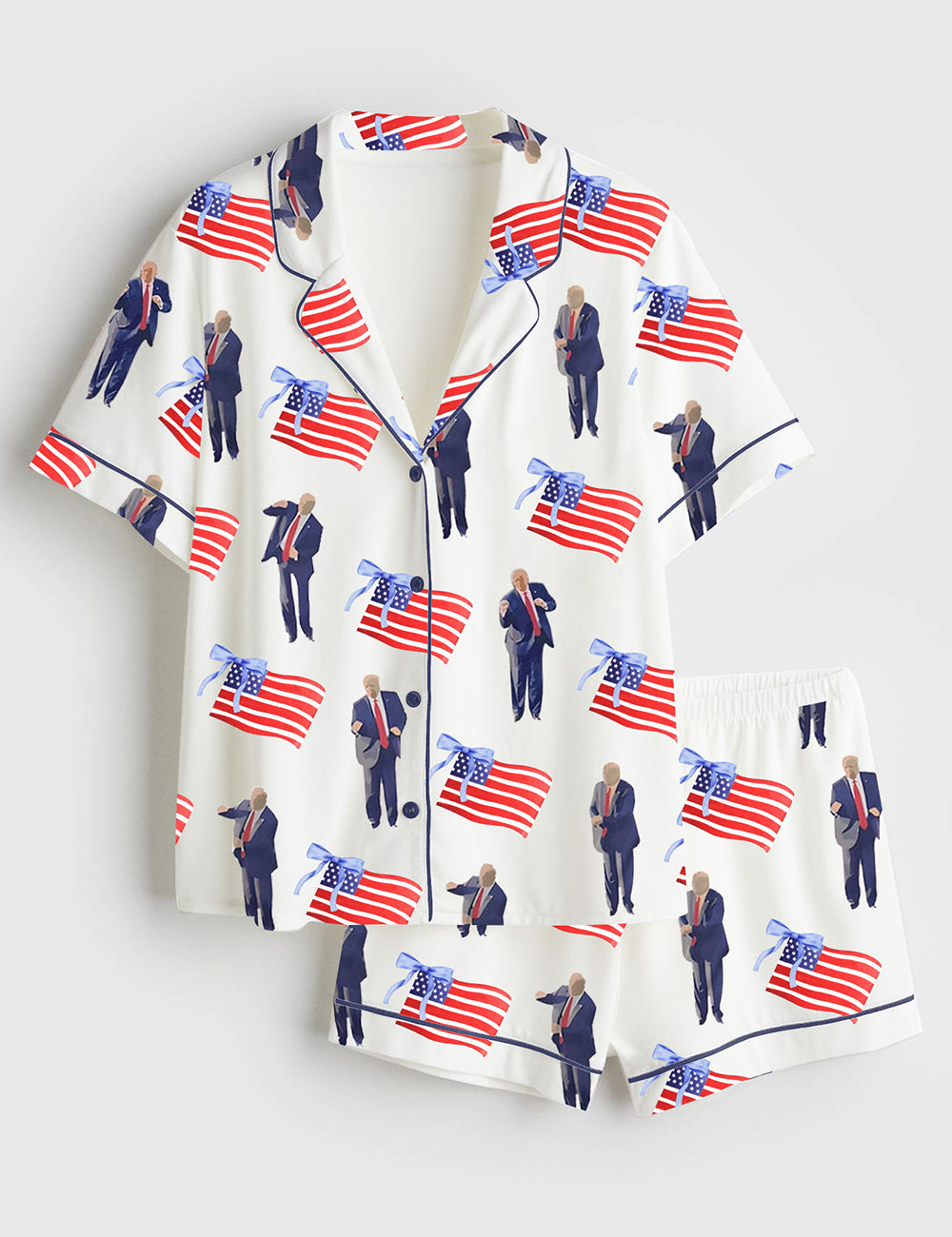 Women's Coquette Bow America 2024 Satin Pajama Set