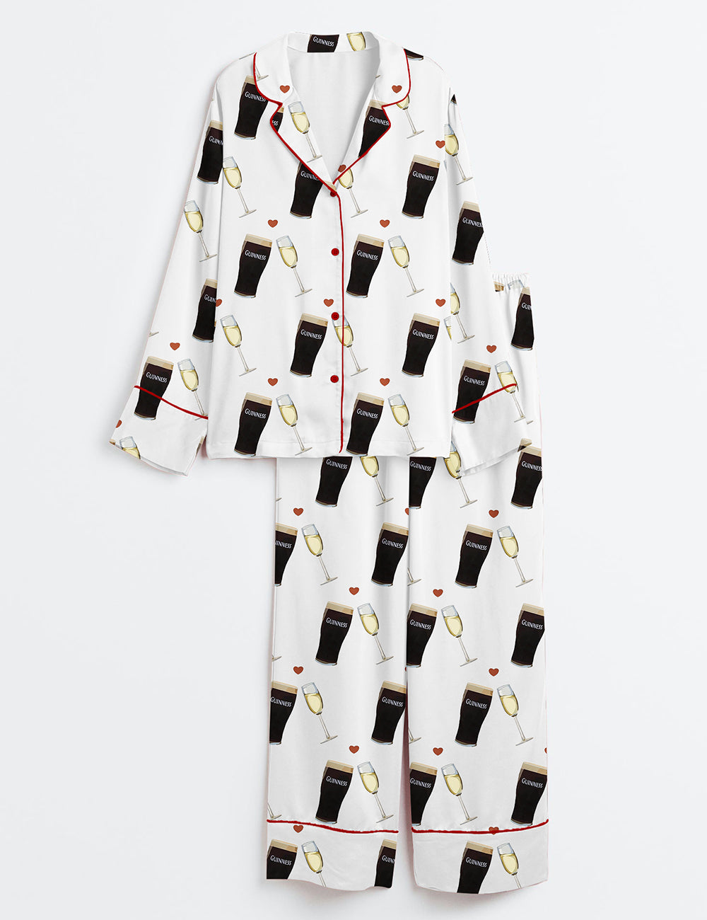 Women’s Guinness And Prosseco Long Sleeve Satin Pajama Set