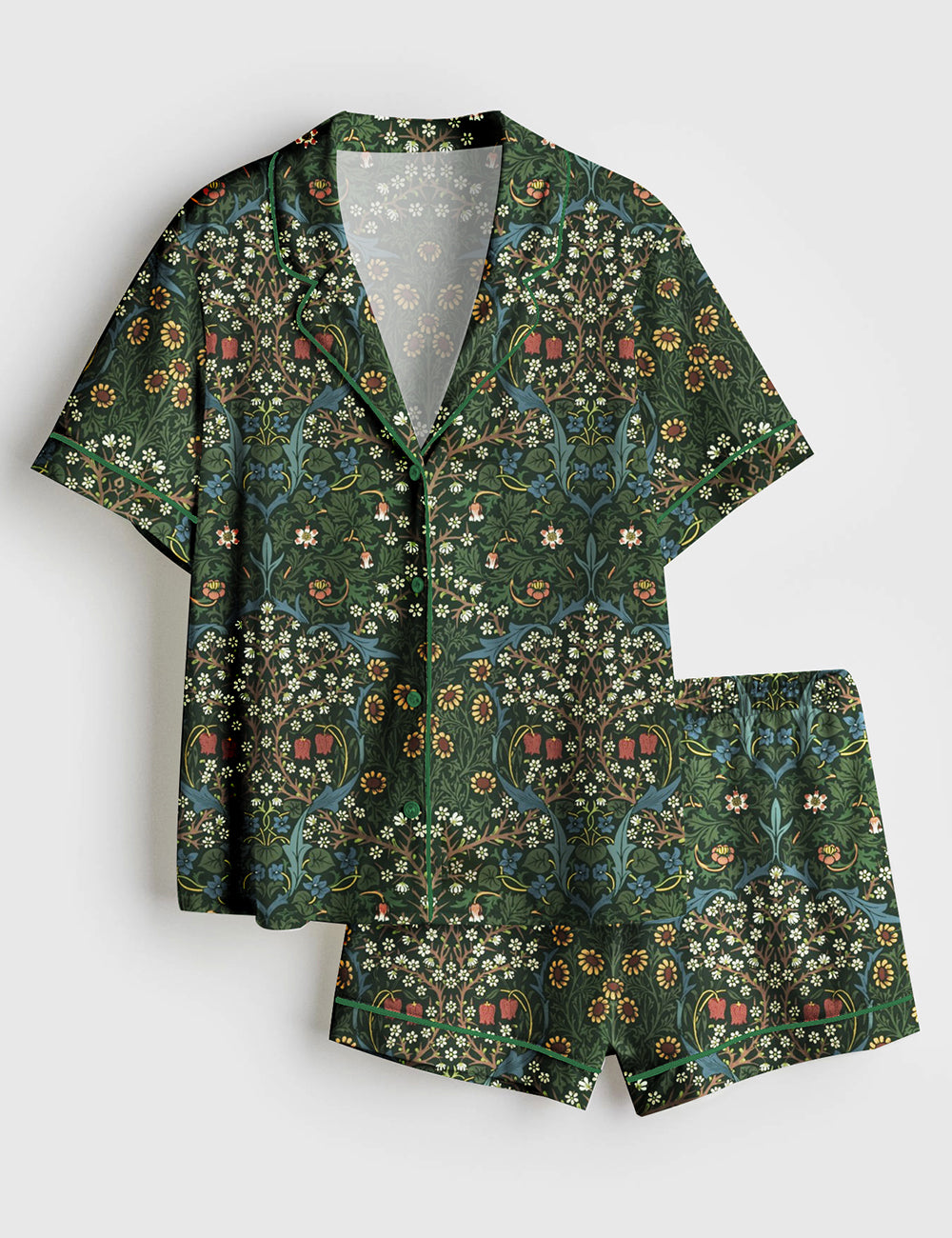 Women’s Antique Colors Sunflowers Plant Lover Gardening Print Short Sleeve Satin Pajama Set