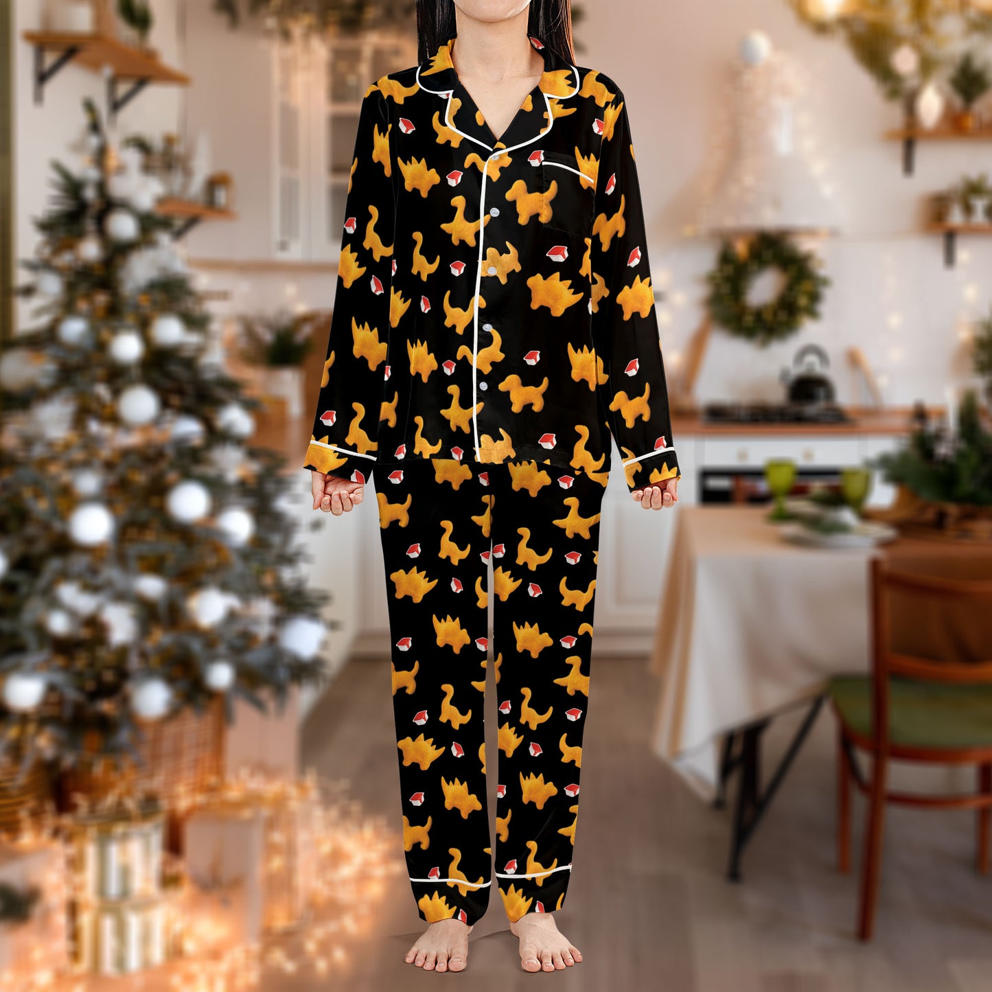 Cute Black Cat Christmas Pajama Set – Cozy Girl Pajamas | Pajama Gift Set for My Love HPRPJMADL-02